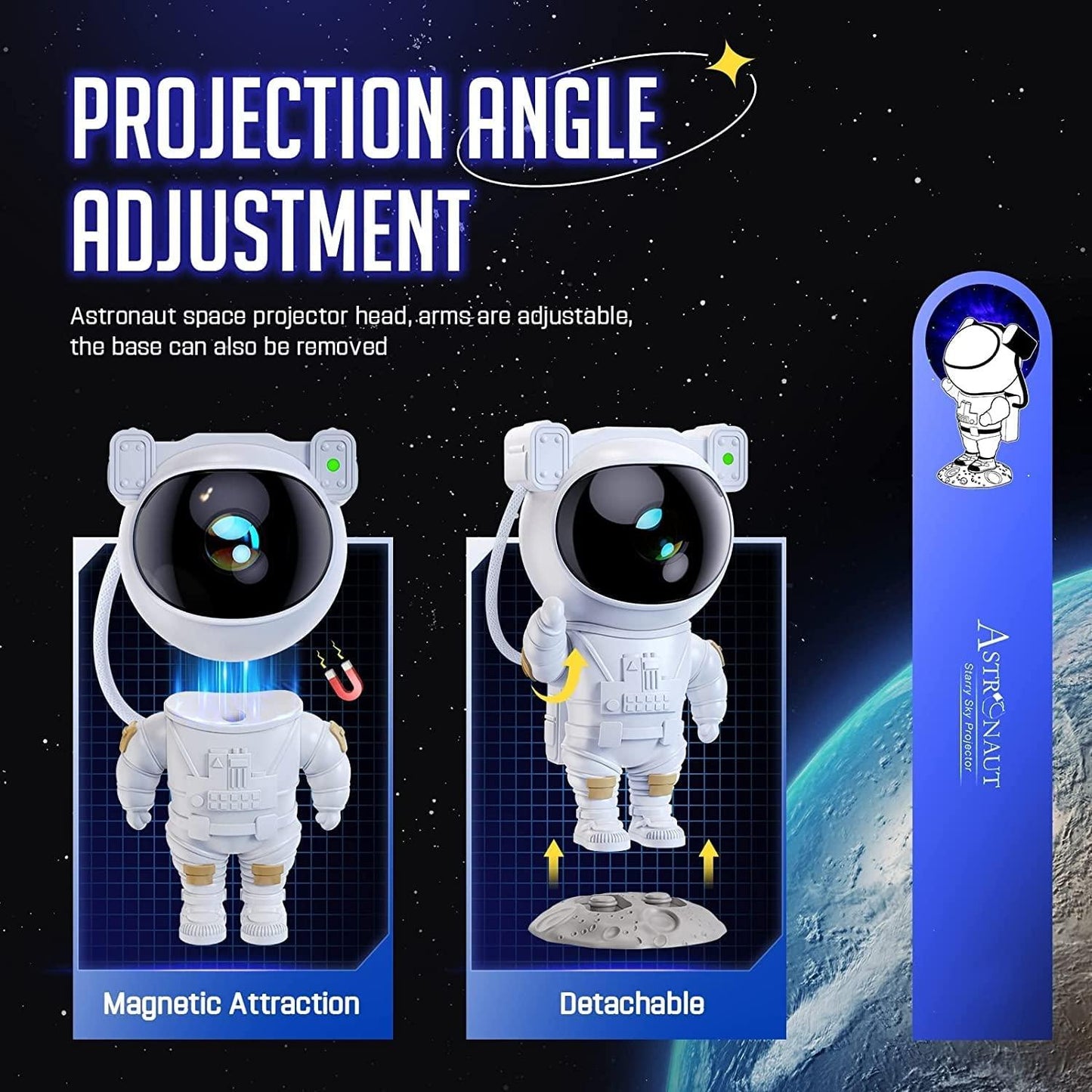 Astronaut-Themed Galaxy Light Projector with Remote and 360° Rotating Head