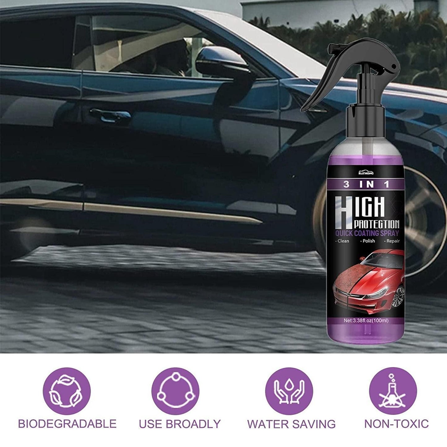 Nano Coating Spray for Cars and Bikes to Prevent Scratches and Add Shine (Pack of 2)