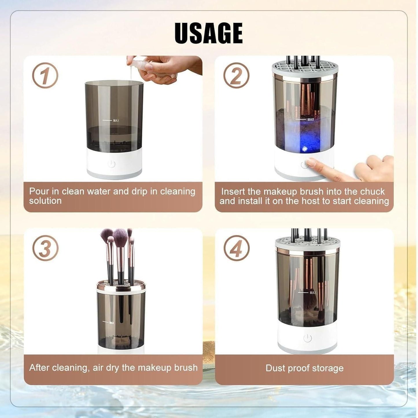 USB Rechargeable Makeup Brush Cleaner for Deep Cosmetic Cleaning