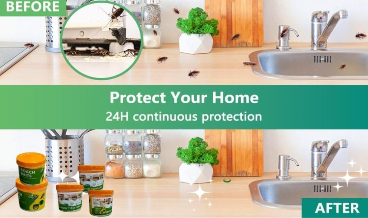 Cockroach Killer Gel (Pack of 24 pcs) | Powerful & Safe Roach Repellent | Keep Cockroaches Away Easily | Long-Lasting Pest Control for Home, Kitchen & Bathroom