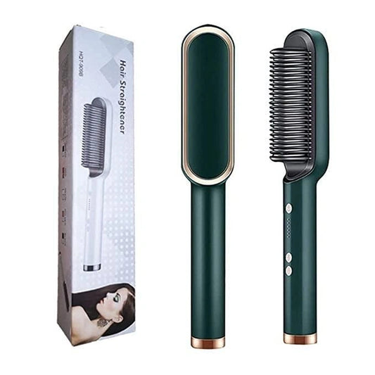 3-in-1 Hair Straightener Brush | Fast Heating Hair & Beard Straightener with Adjustable Temperature | Smooth, Curl & Style in Minutes