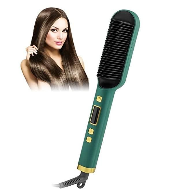 3-in-1 Hair Straightener Brush | Fast Heating Hair & Beard Straightener with Adjustable Temperature | Smooth, Curl & Style in Minutes
