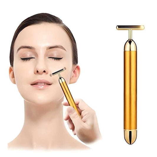 24K Gold Energy Beauty Bar Electric Face Massager | Anti-Aging Vibrating Facial Roller for Lifting, Tightening & Skin Rejuvenation