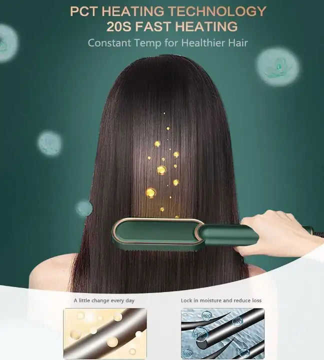 3-in-1 Hair Straightener Brush | Fast Heating Hair & Beard Straightener with Adjustable Temperature | Smooth, Curl & Style in Minutes