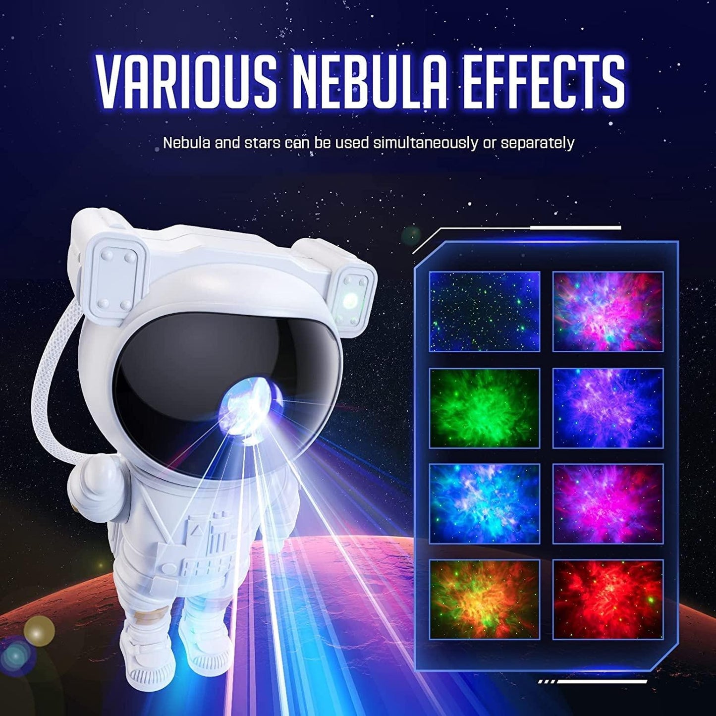 Astronaut-Themed Galaxy Light Projector with Remote and 360° Rotating Head