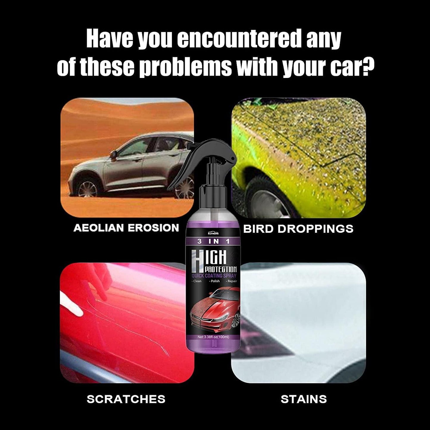 Nano Coating Spray for Cars and Bikes to Prevent Scratches and Add Shine (Pack of 2)
