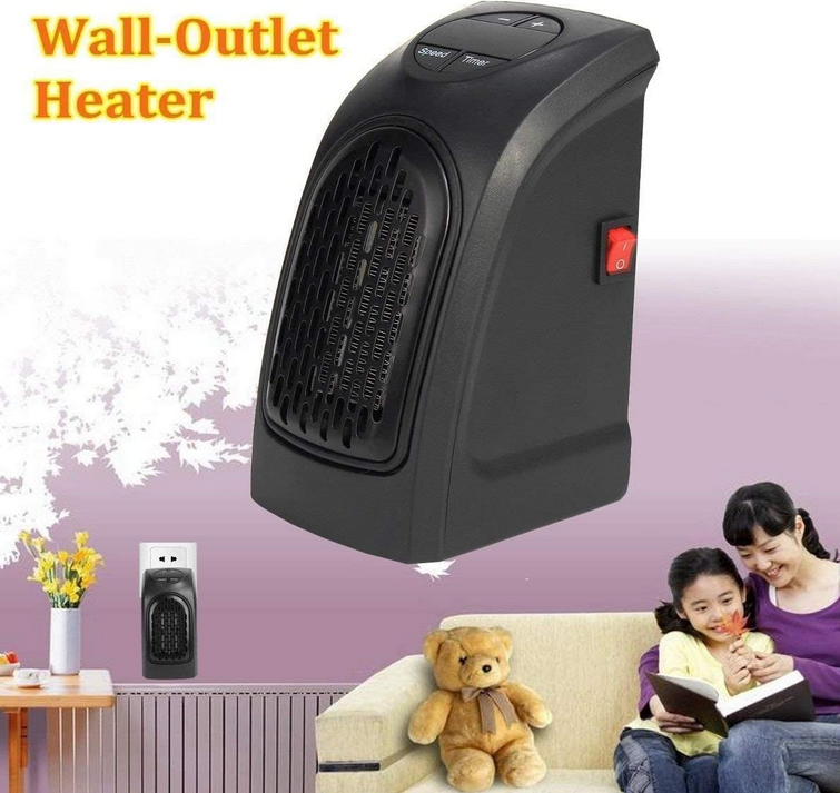 Handy Plug-In Room Heater 400W | Portable Wall Heater with LED Display, Adjustable Thermostat & 12-Hour Timer | Mini Blower Heater for Home, Office & Winter Use