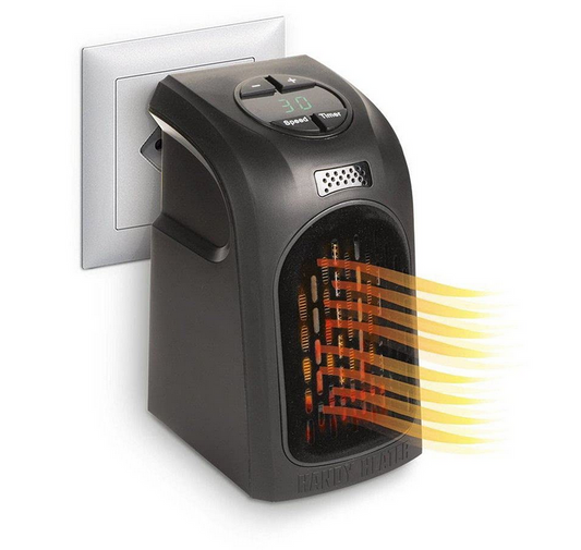 Handy Plug-In Room Heater 400W | Portable Wall Heater with LED Display, Adjustable Thermostat & 12-Hour Timer | Mini Blower Heater for Home, Office & Winter Use