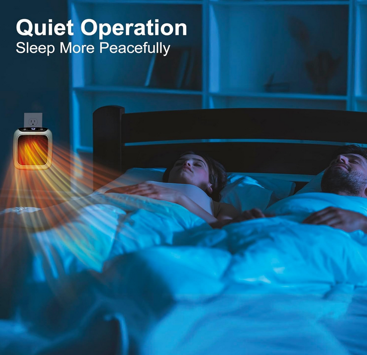 Compact Wall-Mounted Electric Heater 800W | Silent Fan Heater with Space-Saving Design | Small Indoor Room Heater for Bedroom & Bathroom